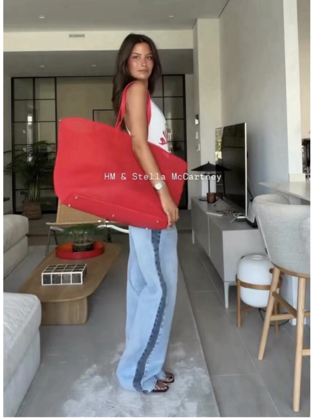 Stella McCartney H&M Large Mesh Tote Bag Red NWT Blogger Fav